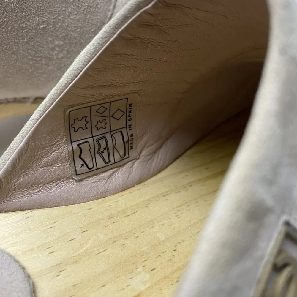 CHANEL Beige Suede Wooden Platform Clogs Size 37